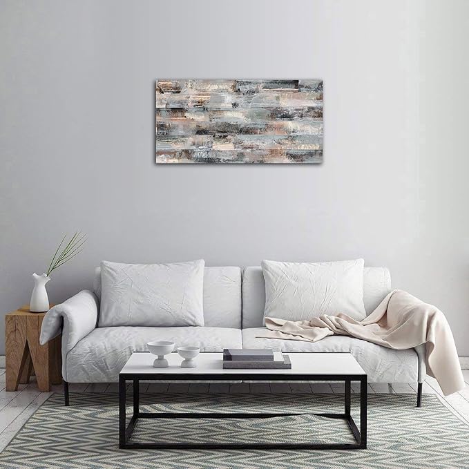 NINEASO Gray Abstract Canvas Wall Art - Grey Brown Picture for Wall Decor Fabric Of Time Canvas Painting Abstract Prints Artwork for Living Room Bedroom Home Office Wall Decoration 20" x 40"
