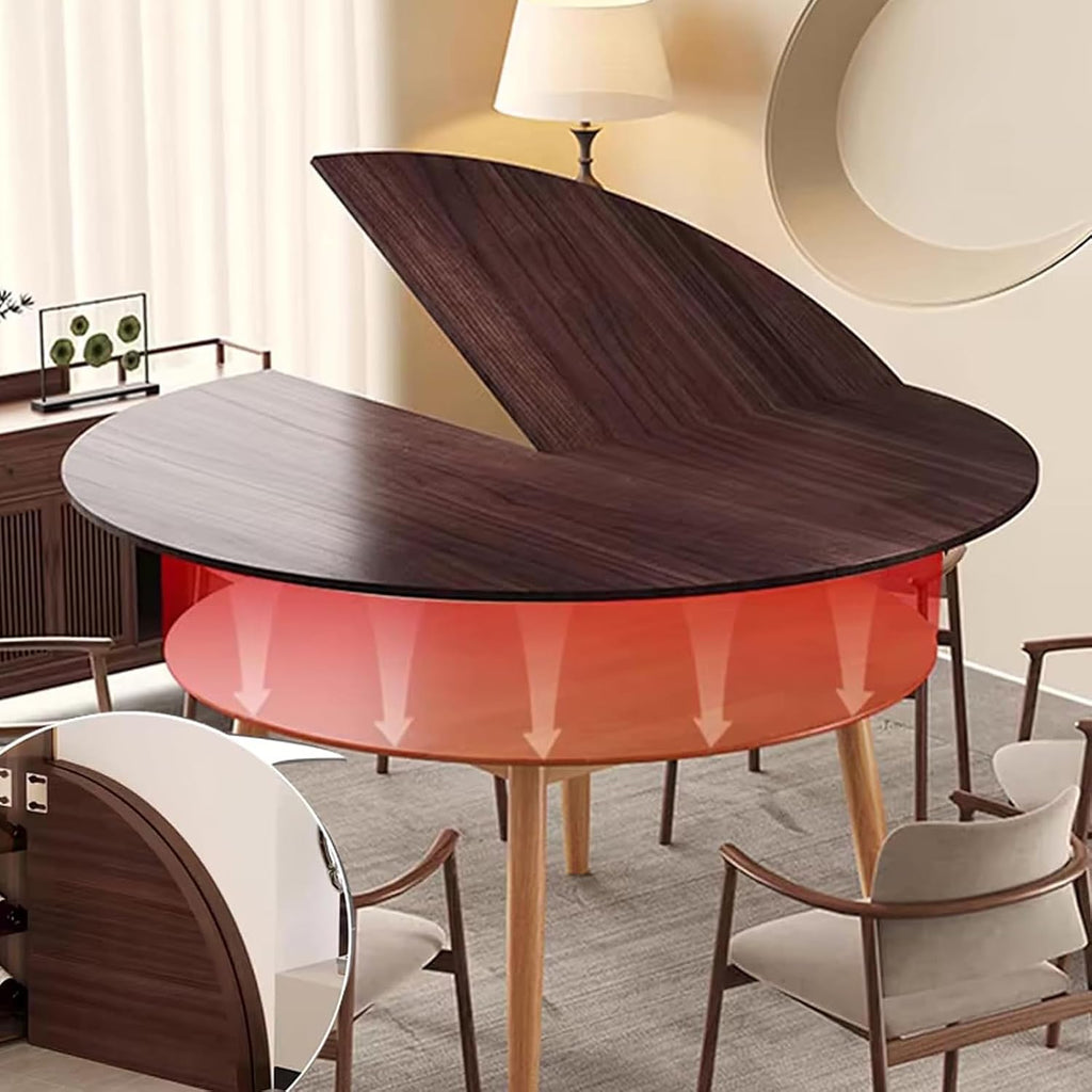 Folding Round Table Top Extender 60'' inch Wood Round Table Top No Legs Foldable Replace Desktop for Indoor Outdoor Patio Table Heavy-Duty Portable Table Extender Top (Walnut, 59in)