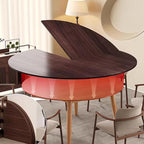 Folding Round Table Top Extender 60'' inch Wood Round Table Top No Legs Foldable Replace Desktop for Indoor Outdoor Patio Table Heavy-Duty Portable Table Extender Top (Walnut, 59in)