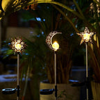 Tryme Solar Lights Outdoor Garden Decorations Sun Moon Star Stake Light Decorative Waterproof Warm White LED Yard Decor for Pathway Lawn Patio Courtyard Backyard