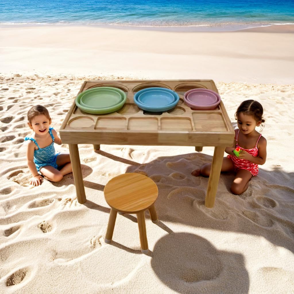 Wooden Sensory Table for Toddlers with 2 Chairs, Double-Sided Boards | Sand and water play, promotes sensory development, easy assembly, indoor outdoor use