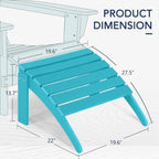 Adirondack Ottoman Set of 2, HDPE All Weather Patio Ottomans, Outdoor Footrest Adirondack Footrest Outdoor Patio Footstool for Porch, Pool, Lawn & Backyard, Turquoise