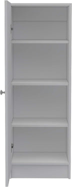 Kitchen Pantry 47" H, 1 Door Cabinet, 4 Interior Shelves, White