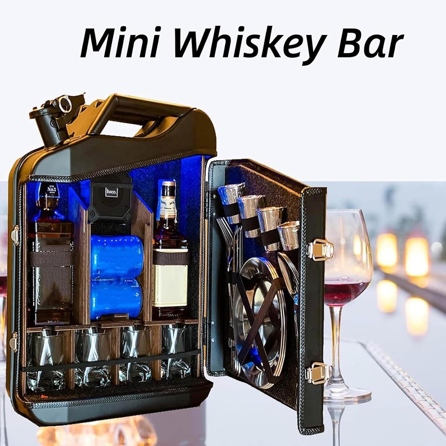 Mini Christmas Can Bar, 20L Christmas Jerry Can Bar with Sturdy Structure, Beautiful and Elegant Design, Small Bar Whiskey Bar Small Mobile Gift for Husband Men Women Dad Boy Girl