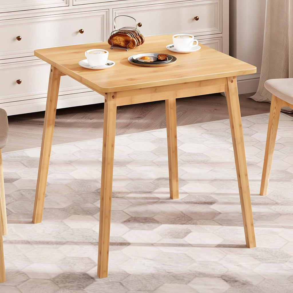 HOOBRO Bamboo Dining Table, Square Dining Table for 2, 27.6" Kitchen Table for Small Space, Writing Table, Easy to Assemble, for Dining Room, Living Room, Office, Kitchen, Natural YL70CZ01G1