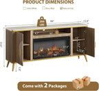 Fluted Fireplace TV Stand Up to 80" TVs, Modern Entertainment Center with 30" Electric Fireplace, Luxury Media Console with Adjustable Shelves for Living Room, Nature Oak