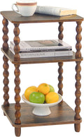 Fultyle Small Side Table, 3-Tier End Table with Shelf, Vintage Nightstand