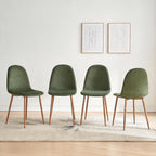 Small Dining Table Set for 4, Modern Round Dining Table with 4 Velvet Dining Chairs in Metal Legs, Easy Assembly for Compact Spaces - Green
