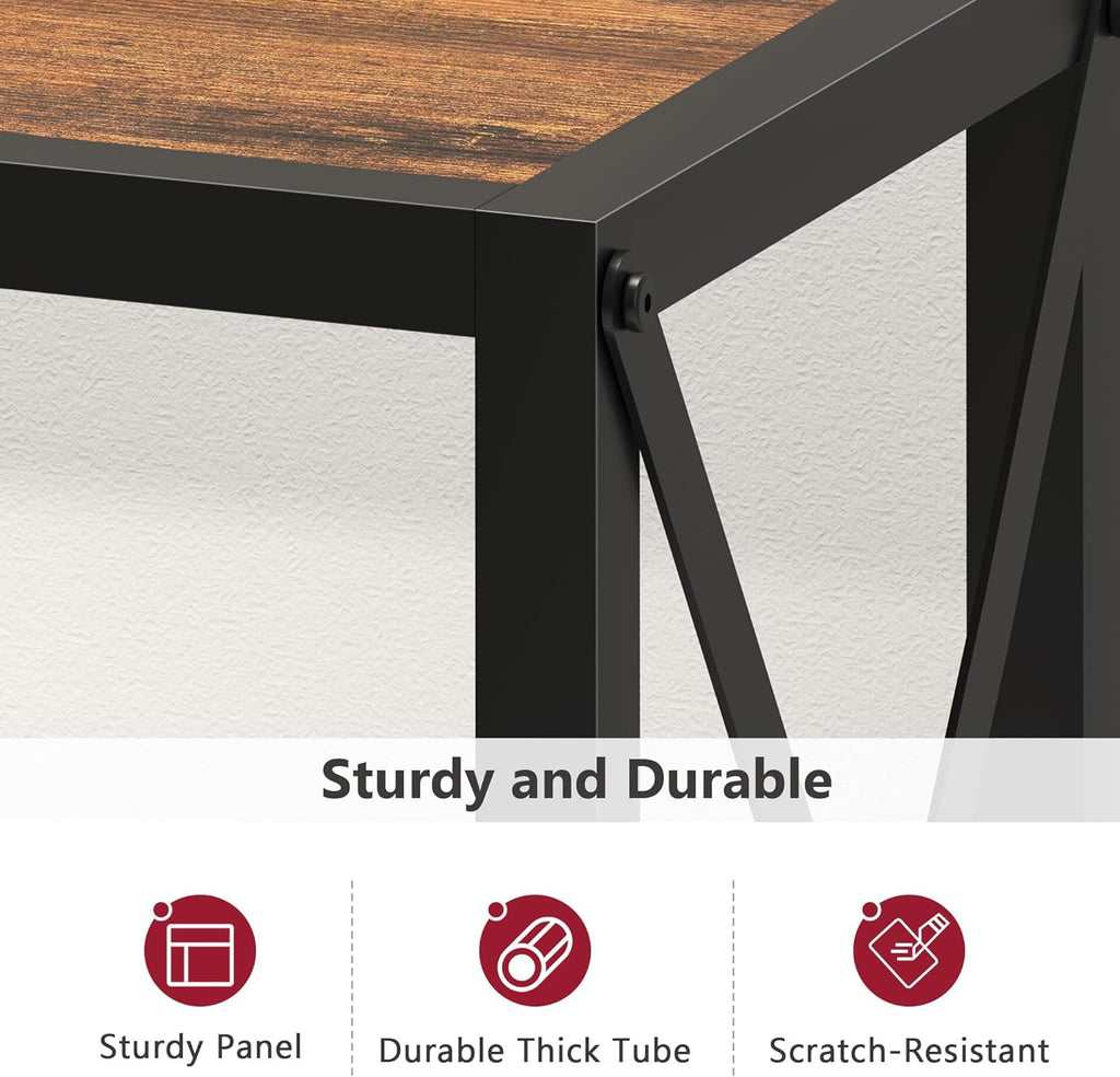 Tajsoon Console Table 41.8”, 2-Tier Industrial Entryway Table, Narrow Entrance Sofa Table with Shelves, Hallway, Living Room, Foyer, Corridor, Office, Rustic Brown and Black