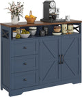 Befrases Farmhouse Buffet Cabinet with Drawers & Open Shelf, Sideboard with Storage, Kitchen Pantry Cabinet Hutch, Coffee Bar Station for Kitchen, Livingroom, 47" L Blue