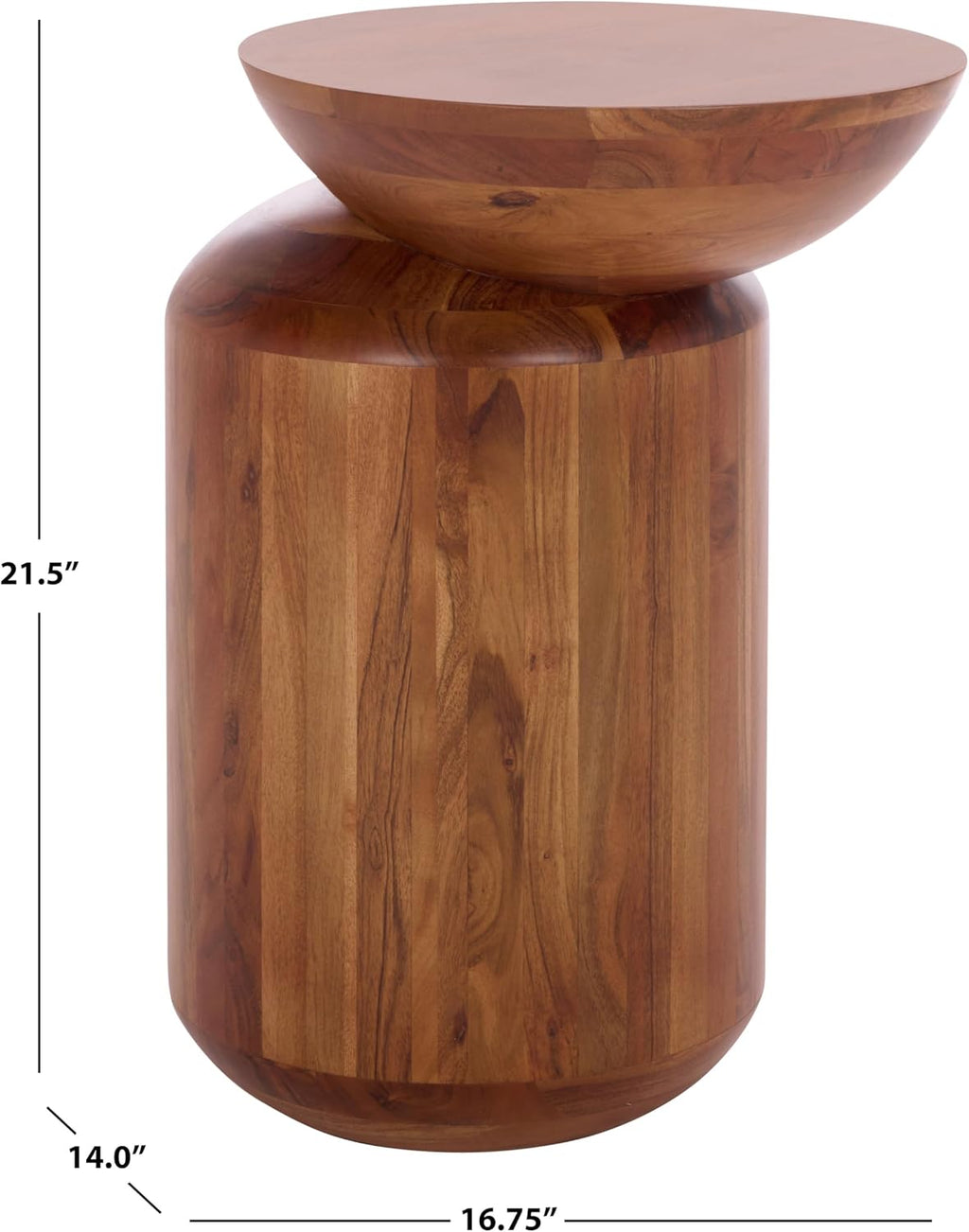 SAFAVIEH Home Collection - Masew Solid Wood Accent Table with Sculptural Stacked Design in Walnut Finish, Modern Side Table, Fully Assembled (ACC3228A)
