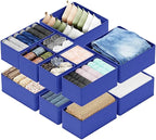 SpaceAid Drawer Organizer for Clothes, 12 Pack Dresser Drawer Organizer Bins, Closet Organizers and Storage Dividers for Clothing, Underwears, Socks (Blue)