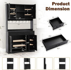 Grepatio 71" Kitchen Pantry Cabinet, Pantry Cabinet with Charging Station, Storage Cabinets with Door, Adjustable Shelves and Hooks, Farmhouse Kitchen Hutch for Dining Room, Living Room (Black)