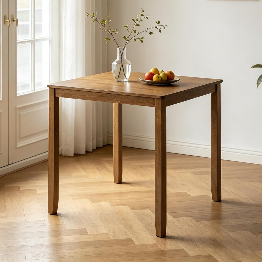 LUMISOL 34.5” Square Dining Table, Wood Kitchen Table for 4 People, Farmhouse Counter Height Table for Kitchen, Dining Room, Oak