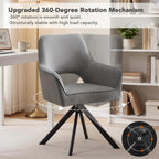 Furniliving Modern Swivel Dining Chairs Set of 2, Upholstered Chenille Dining Room Chairs with Thicken Cushion, 360° Rotating Kitchen Chairs with Metal Legs for Dining Room