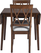 LUMISOL 3 Piece Drop Leaf Dining Table Set with 2 Chairs, Solid Wood Extensible Counter Height Bar Table Set for Small Places, Brown