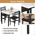 AWQM 3 Piece Dining Table, Small Kitchen Table Set for 2 with Chairs(White) | Wood Breakfast Nook Table and Upholstered Chairs Set of 2,Dinette Set for Small Space,Dining Room,Office, Apartment.
