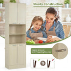 Giantex Kitchen Pantry Cabinet, 75'' Tall Freestanding Cupboard with Doors & Shelves, Safety Hinges & Anti-Tipping Devices, Storage Sideboard for Dining Room, Living Room (Light Oak)