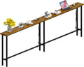 GRLEAF 102" Sofa Table with Built-in Power Strip (4 AC Outlets & 4 USB Ports) – 4.9ft Power Cord, Metal Frame, Easy Assembly, Long Couch Table Behind Sofa, Living Room and Home Office | Rustic Brown