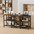 Furologee TV Stand, 43 Inch Entertainment Center with 3-Tier Storage Shelves, Industrial Media Console Table for TVs up to 50 Inch, Television Stands for Living Room, Bedroom, Light Black Oak