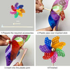 IilLittle 10 Pack Rainbow Pinwheel, No Assembly Required, Pinwheels for Kids, Pinwheels for Yard and Garden, Kids Party Decoration, Lawn Decoration, Picnic Party Decorations