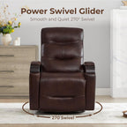CHITA Genuine Leather Power Swivel Glider Rocker Recliner, Cognac Brown