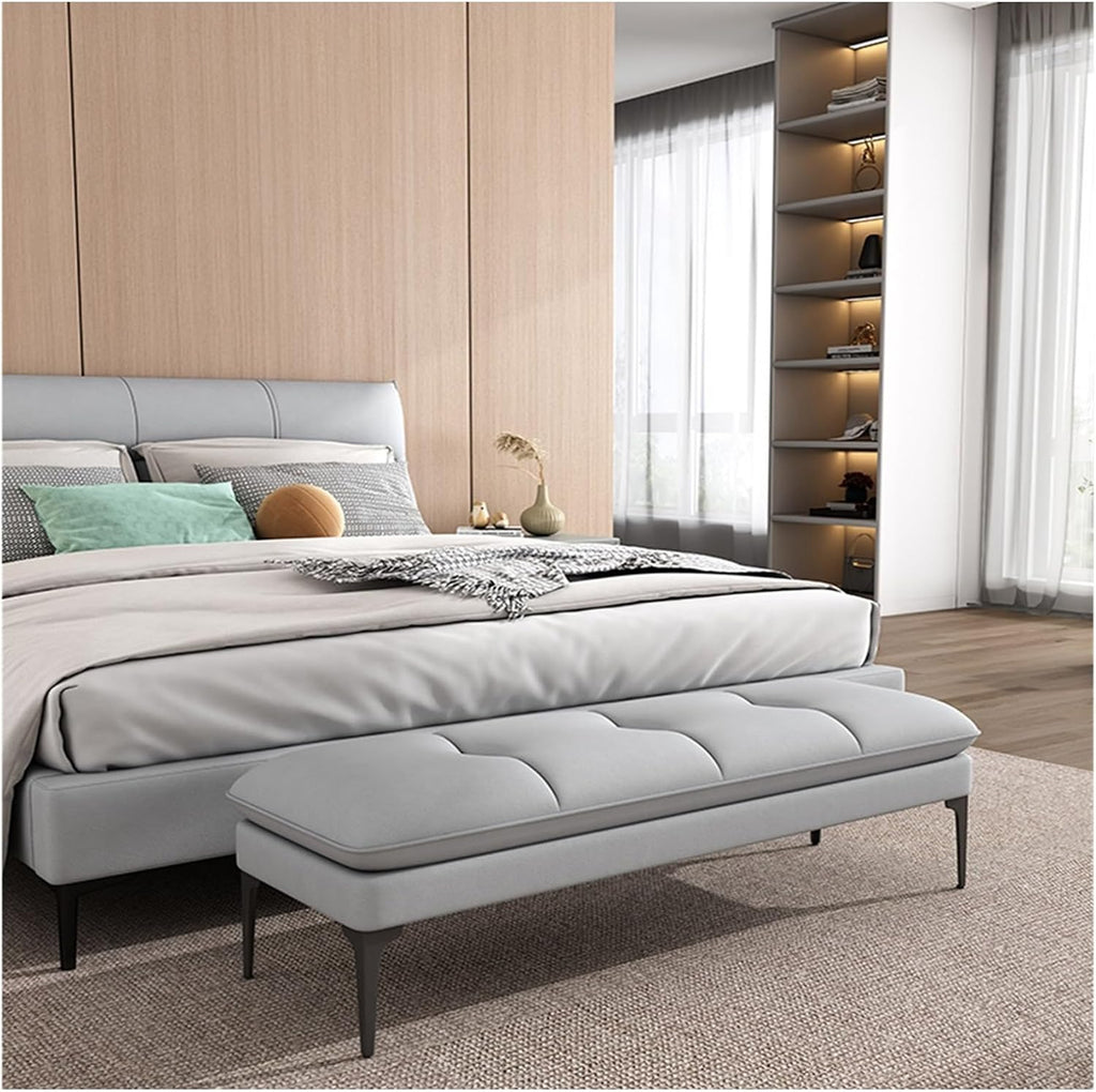 Modern Upholstered Bedroom Benches, Room Footrest Stool with Metal Legs for Entryway Dining End of Bed Entryway(Orange,120 * 40 * 40cm)