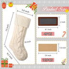 CARAKNOTS Personalized Christmas Stockings 4 Pack Knit Christmas Stockings with Names Tag Patches Vintage Rustic Farmhouse Boho 18" Large Red Green White Knitted Xmas Stocking for Family Kids