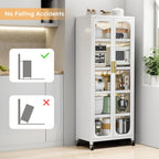 6 Tier 63" Kitchen Appliance Storage,Appliance Cabinet,Bakers Rack with Doors with Transparent Flap Door Design Kitchen Storage Shelves,Microwave Stand for Dining Room White