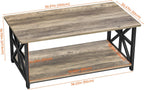 GreenForest Coffee Table for Living Room with Round Corners Farmhouse Style Center Table with Storage Shelf 39 Inch Space Saving Easy Assembly Gray Wash | for Living Room