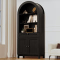 Arched Pantry Cabinet, 71" Kitchen Pantry Cabinet with Smooth Gliding Drawers and Adjustable Shelf, Wood Storage Cabinets Anti-Tipping, Modern Farmhouse for Living Room, Dining Room (Black)