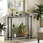 YATINEY Narrow Console Table, 2-Tier Small Sofa Table, 29.5" Thin Entryway Behind Couch Table with Shelves, Industrial Hallway Table, for Living Room, Foyer, Greige and Black CT03BG