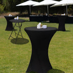 Wenqik 4 Sets 32"x43" High Top Folding Cocktail Tables & Cover,Black | Bar Height Portable Stands with Spandex Covers, Removable Legs for Easy Storage, Ideal for Parties Weddings Events