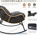 FINCATI Indoor Outdoor Papasan Rocking Chair, Large Rocking Lounge Chair