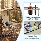 Camping Chairs with Canopy, Portable Quad Lawn Chair for Adults, Folding Recliner Chair with Cup Holder Outdoor Events and Shade- Support 330 LBS
