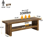 2 Tier Entryway Bench, 47.24" Shoe Bench, Rustic Shoe Rack, Wooden Storage Bench for Entryway Hallway Living Room Bedroom, Easy Assembly, Rustic Brown