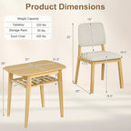 Giantex Dining Table Set for 2, Space Saving Kitchen Table and Chairs Set w/Rubber Wood Frame, Storage Rack, Padded Seats & Backrests, Dinette Set for Small Space, Apartment, Dining Room, Natural