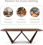 Furniture of America Nazaen III Mid-Century Modern Solid Wood 5-Piece Live Edge Dining Set – 82.5" Brown Table with Upholstered Chairs for Home Kitchen, Dinette, Rich Walnut