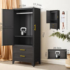 GAIOUS Metal Wardrobe Cabinet with 2 Drawers, 71" Clothing Storage Cabinets