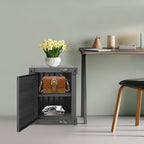Industrial Iron Container Cabinet with Lock, Metal Side Table for Living Room Bedroom, Locker End Table with Storage Cabinet (Black)