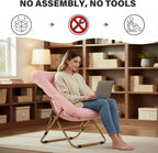 Tiita Comfy Folding Saucer Chair for Adults, Moon Chair, Pink | Soft Faux Fur Seat, Metal Frame Structure, Cozy Accent Seating for Reading and Relaxing in Bedrooms, Living Rooms and Dorms