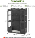 MCombo Wooden Greenhouse, Walk-in Outdoor Greenhouse with Openable Roof and Lockable Door, 0899 (Dark Grey)