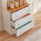 71" Farmhouse Kitchen Pantry Cabinet with Drawers, White Freestanding Coffee Bar Hutch with Microwave Stand, Large Storage Cabinet with Adjustable Shelves for Living Room and Kitchen