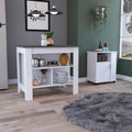2 Piece Kitchen Set with Island and Microwave Pantry Cabinet | Interlocking mechanism for setup without tools assembly