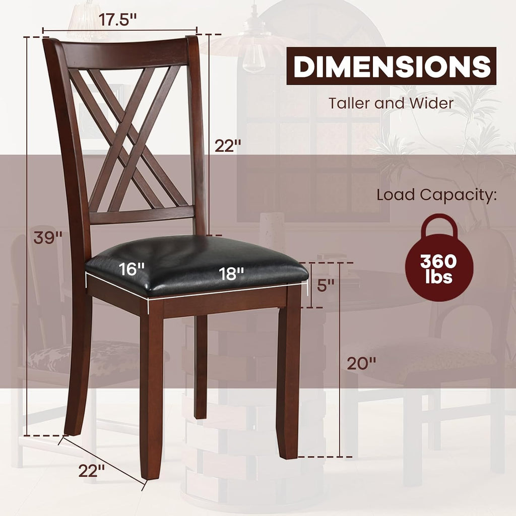 NAFORT Wooden Dining Chairs Set of 6, High Back Kitchen Chairs, Vintage Dining Room Chairs with Solid Rubber Wood Legs, Max Load 360 Lbs, Perfect for Kitchen, Dining Room, Cafe, Restaurant