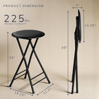 Folding Stool - Portable Backless 24-Inch Stool with 225lb Capacity, Single | Collapsible Counter Bar Stools, Compact Folding Chair, for Kitchen or Rec Room, Camping, Indoor and Outdoor by Lavish Home