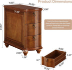 Tribesigns Wood Fully Assembled End Table, 3-Drawers Narrow Slim Side Table, No Assembly Required, Nightstand for Bedside, Small Spaces, Living Room, Bedroom, Walnut Brown