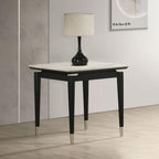 Furniture of America Miranda Modern Solid Wood 23.6-inch Square End Table with Sintered Stone Top, Silver-Capped Arrow Legs for Living Room, Black and White