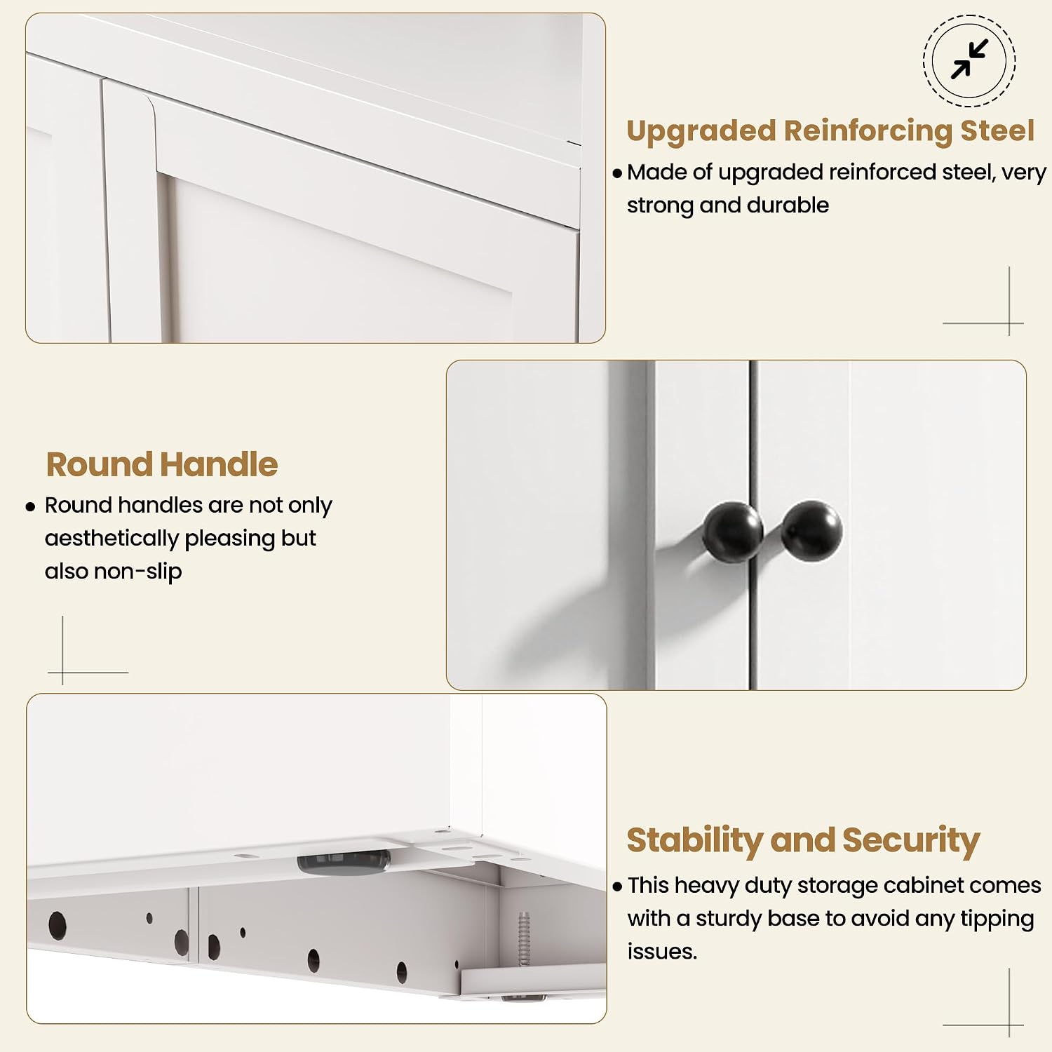 Kitchen Pantry Cabinet, 72" Tall White Metal Storage Cabinet, Kitchen Storage with 2 Doors and 5 Adjustable Shelves, Freestanding Cupboard for Living, Dining Room and Bathroom,Assemble Required