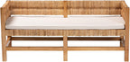 Bali & pari Ismael Accent Bench - Handwoven Seagrass Accent Seating with Mahogany Wood Frame, Raised Back Bench for Entryway or Living Room